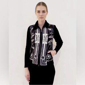 Rani Anabella CASHMERE KNIT-SILK PRINTED SWEATER: STIRRUPS BLACK-BLACK KNIT